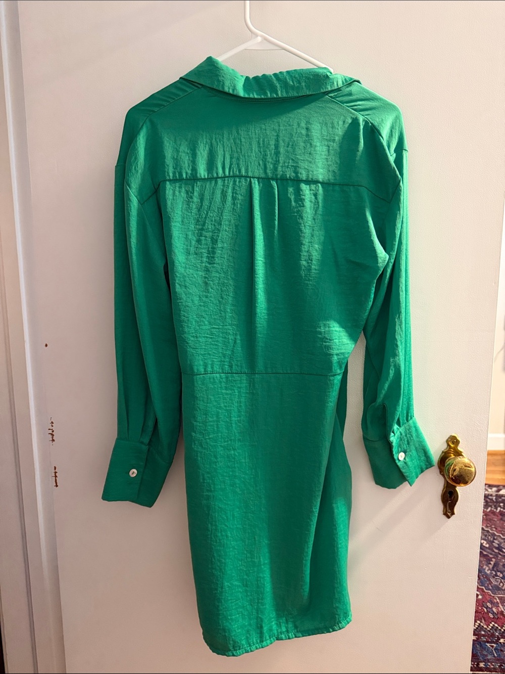 Kasia Emerald Tie-Front Long Sleeve Shirt Dress - Picture 5 of 6